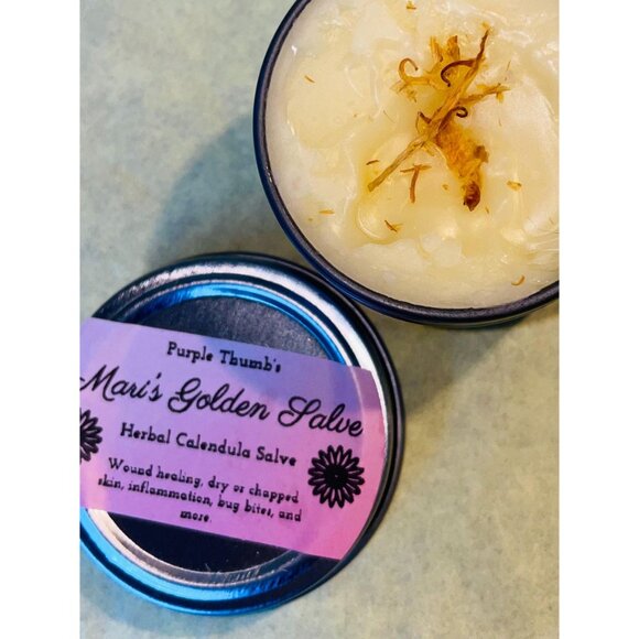 Herbal Calendula Salve (Mari's Golden Salve) 2oz Tin - Picture 4 of 6
